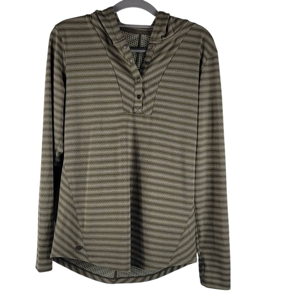 Outdoor Research Keara Hoodie Brown Gray Striped Long Sleeve Women Top M